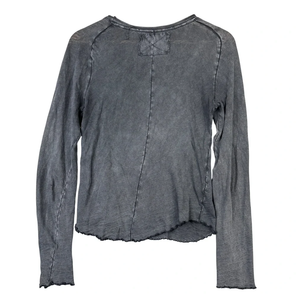 We The Free Free People Be Free Long Sleeve Tee Washed Black Medium Exposed Seam